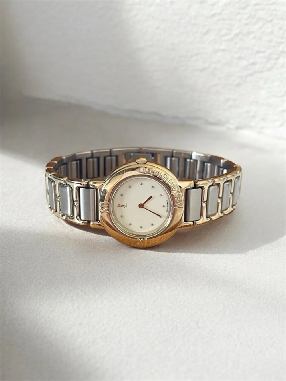 Yves Saint Laurent Two-Tone Gold and Silver Women's Bracelet Watch - Picture 1 of 17